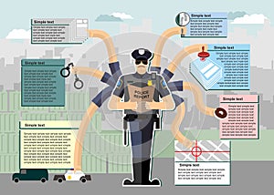 Police infographic. Police at work. Working time.
