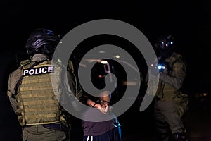 A police intervention unit arrests illegal immigrants