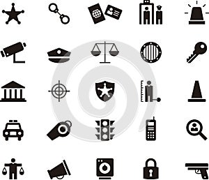Police and Law Enforcement Glyph Icons
