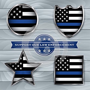 Police and Law Enforcement Support Flag Badge Illustration