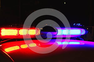 Police lights by night