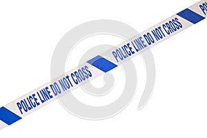 Police line crime scene tape and white copy space