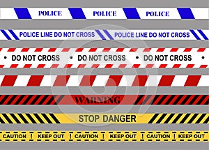 Police line. Do not cross. Warning. Stop danger