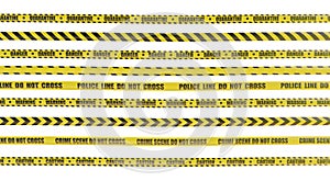 Police line do not cross yellow tape. Isolated on white background. 3D rendered illustration.