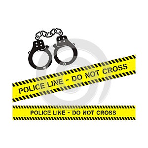 Police line and handcuffs