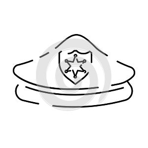 Police line icon. Law and Judgement line icons. Justice, Court of law and Government vector linear icon. Police hat