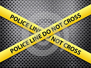 Police line metal background