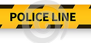Police line yellow tape. Crime scene barrier