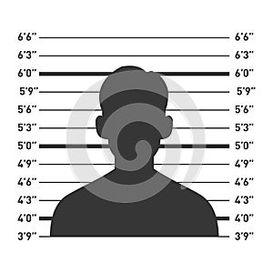 Police Lineup with Man Silhouette. Vector