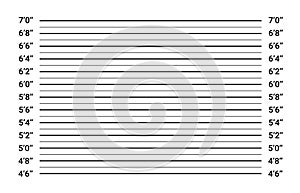 Police lineup mugshot board. Mug line background investigation height sign