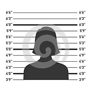 Police Lineup with Woman Silhouette. Vector