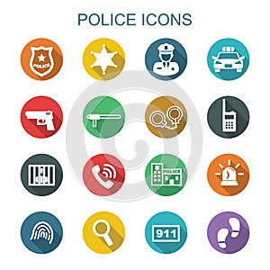 Police long shadow icons