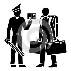 Police man immigration icon, simple style