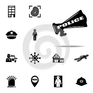 police megaphone icon. Police icons universal set for web and mobile