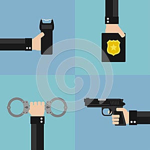 Police modern design flat set