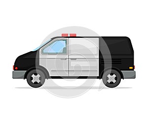 Police modern van. Vector illustration on a white background.