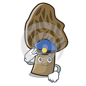 Police morel mushroom character cartoon