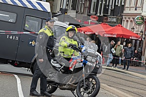 Police Motor With Two Police Men At Amsterdam The Netherlands 12-10-2019