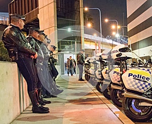 Police and motorbikes in a row