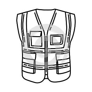 Police Motorcycle Vest Icon. Doodle Hand Drawn or Outline Icon Style