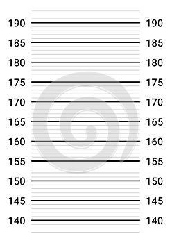 Police mugshot background. Person's height measuring scale