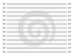 Police mugshot background. Person's height measuring scale