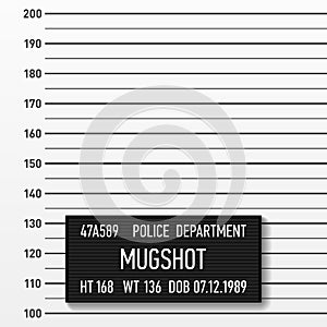 Police mugshot, centimeters