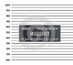 Police mugshot criminal template. Vector silhouette lineup criminal arrest portrait mugshot