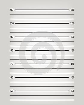 Police mugshot scale. Lineup background mockup. Centimeter police lineup. Mugshot background template. Old fashioned lineup