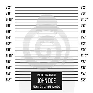 Police Mugshot Vector. Police Lineup Isolated On White Background Illustration