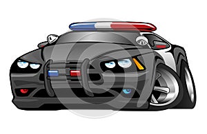 Police Muscle Car Cartoon Illustration