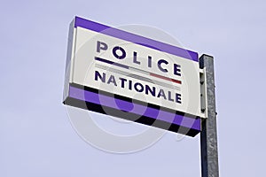 Police nationale sign logo french in town and city signage France