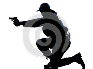 Police officer aiming gun