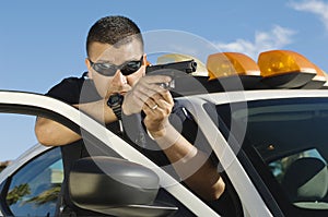 Police Officer Aiming Handgun