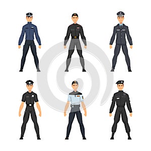 Police Officer from Around the World Wearing Uniform Vector Set