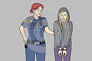 Police officer arrest teen girl criminal