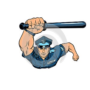 Police officer with a baton