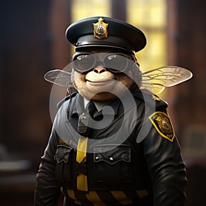 Police officer bee, bee art