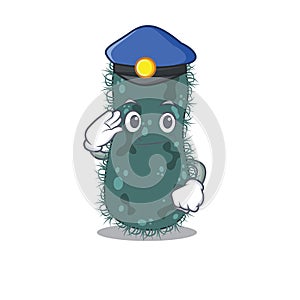 Police officer cartoon drawing of thermotogae wearing a blue hat
