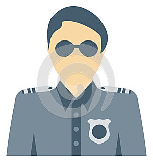 Police Officer Color Isolated Vector Icon that easily can be modified and edit.
