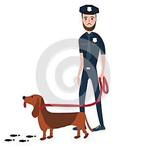 Police officer cop with trained dog photo