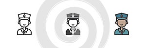 Police officer different style icon set