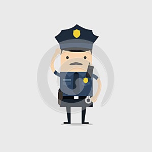 Police officer. Funny cop cartoon character.