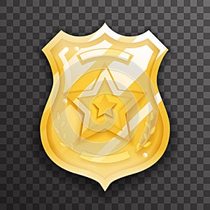Police officer gold badge icon protection insignia law order decoration design vector illustration