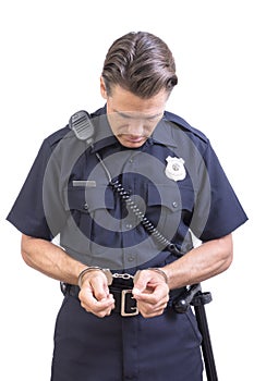 Police officer in handcuffs photo