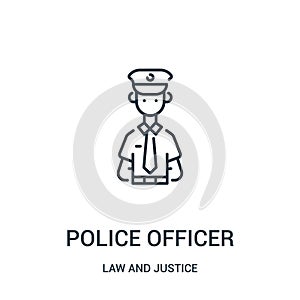 police officer icon vector from law and justice collection. Thin line police officer outline icon vector illustration. Linear