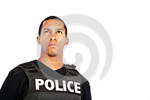 Police officer isolated on white background