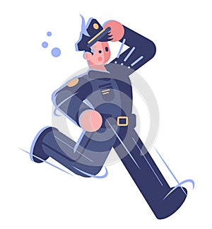 Police officer job semi flat RGB color vector illustration