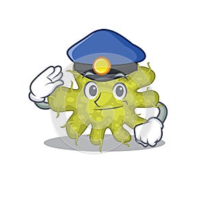 Police officer mascot design of bacterium wearing a hat photo