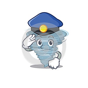 Police officer mascot design of tornado wearing a hat